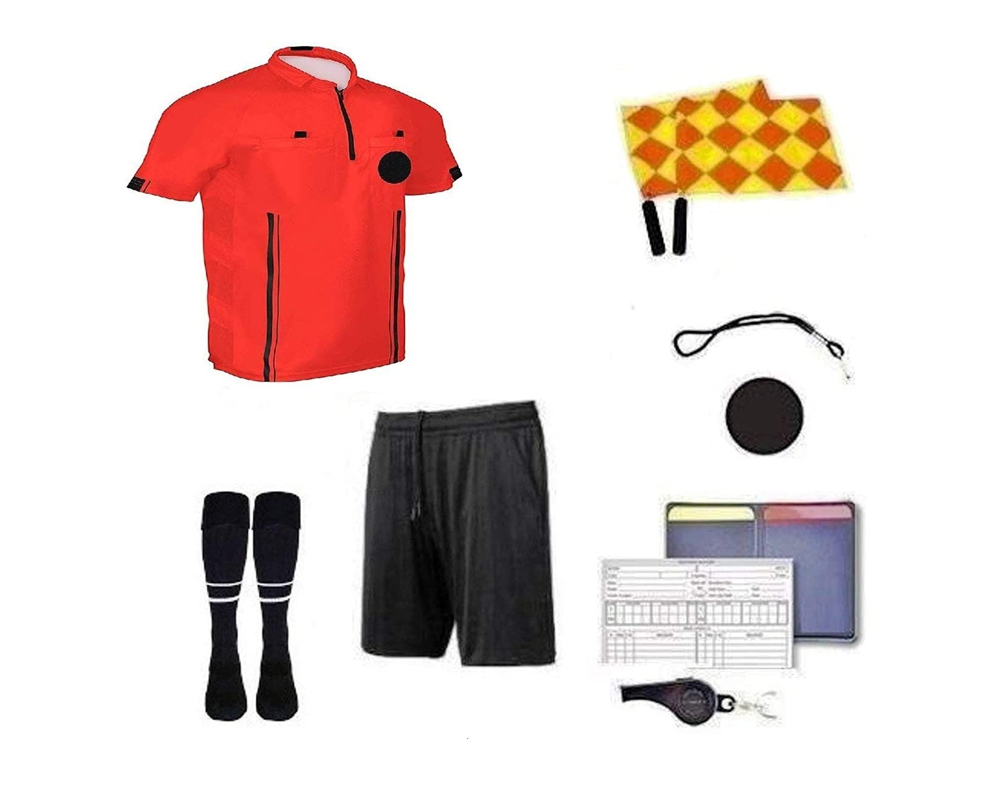 9-Piece Soccer Referee Kit - Professional Referee Shirt, Linesman Flags, Whistle & Cards - Complete Football Referee Equipment for Adults & Teens - Perfect for Matches, Training & Tournaments