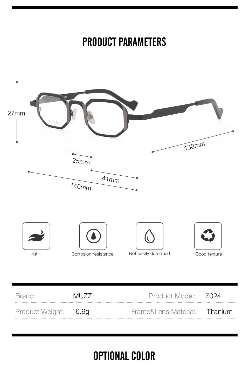 Aror Unisex Full Rim Flat Top Hexagon Titanium Eyeglasses Frame 77024 | Lightweight Durable Glasses for Men & Women | Perfect for Reading, Working & Fashion Accessories