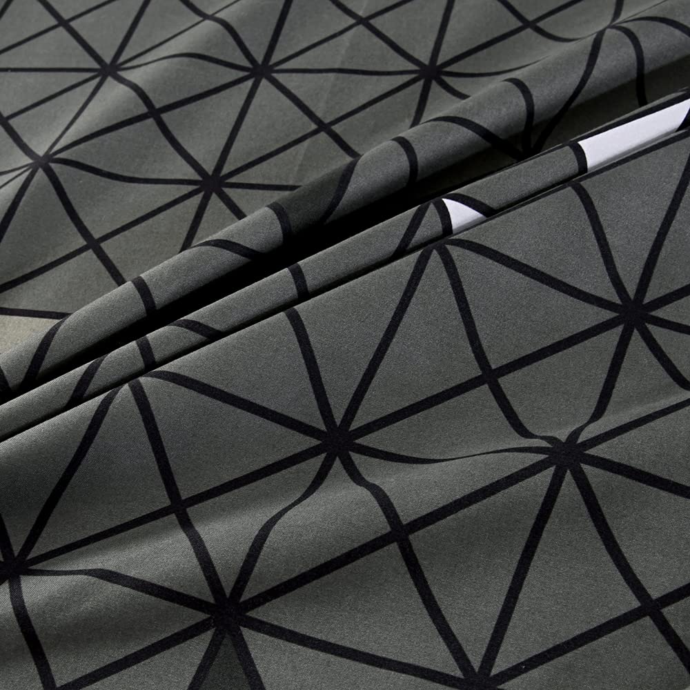 Premium Soft Fitted Bed Sheet with Deep Pocket - Gray Plaid Pattern Thick Printed Fabric (Dark Grey Checkered, Twin Size) - Perfect for Guest Rooms, Dorms & Cozy Bedroom Decor