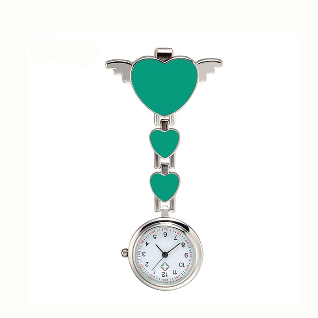 SLSFJLKJ Nurse Pocket Watch - Round Dial Quartz Angel Band Brooch Doctor Hanging Watch (Green) - Perfect for Medical Professionals & Vintage Style Lovers