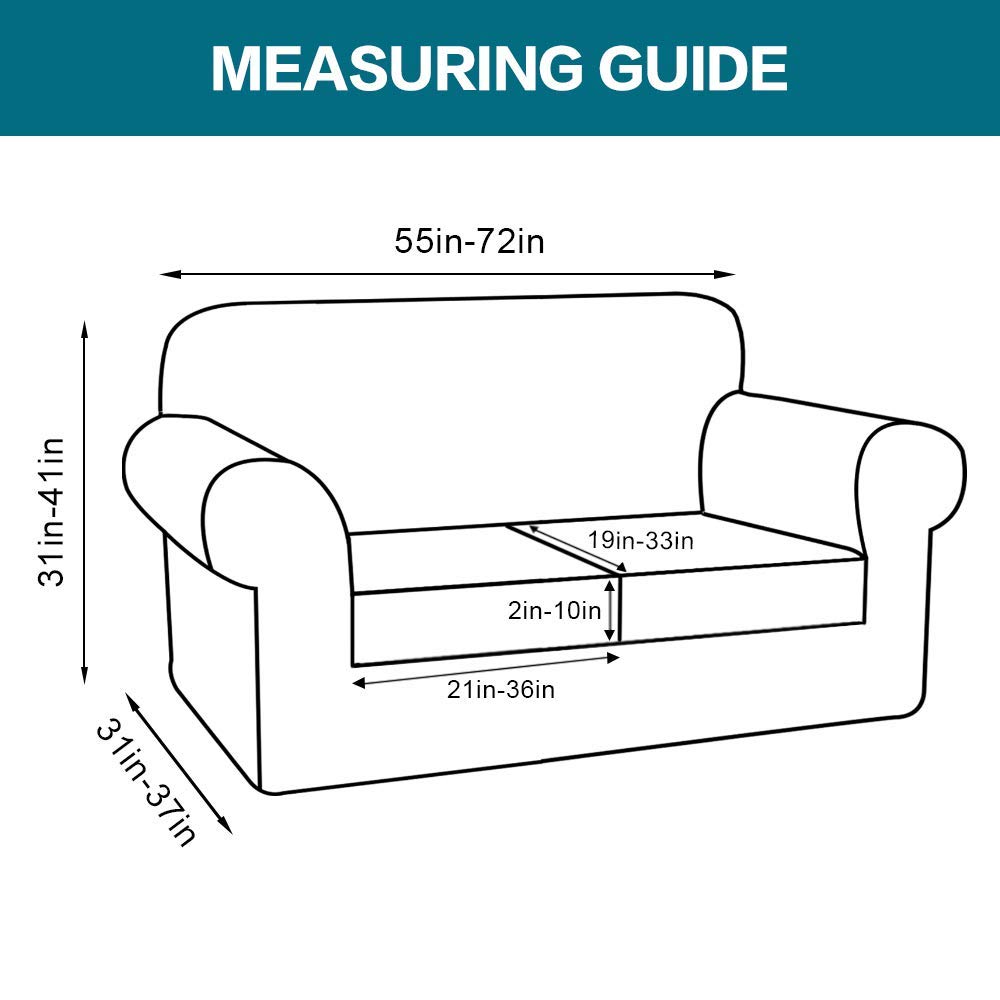 Turquoise Dark Cyan 3-Seater Sofa Cover & 2-Seater Loveseat Cover Set - Stretchable Slipcover for Living Room Furniture Protection (Fits Sectional, Couch, Home Decor)