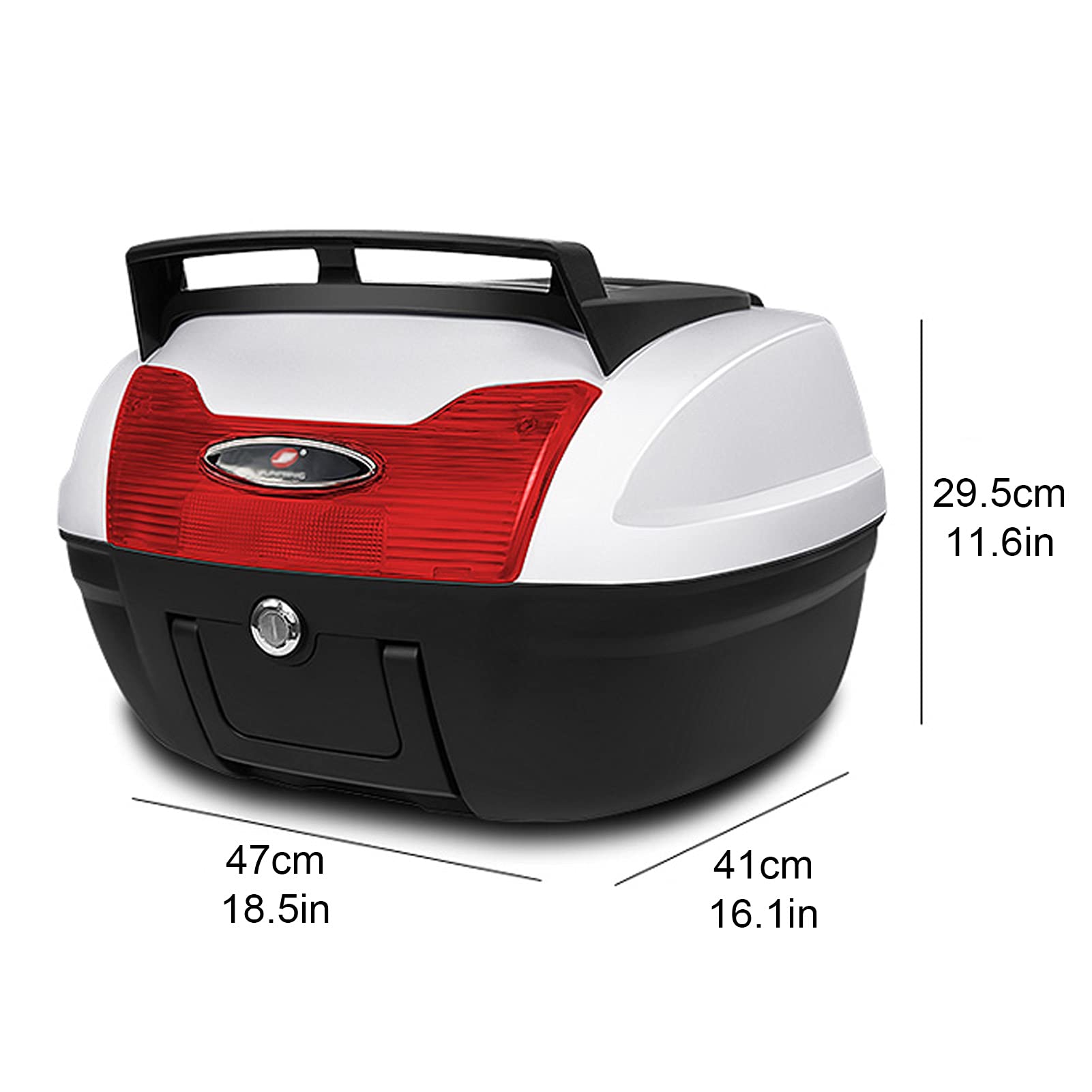 JKGHK 40L Motorcycle Top Box - Universal Quick-Release Helmet Storage Case for Scooters & Mopeds - Waterproof Touring Trunk with Mounting Hardware - Perfect for Commuting, Road Trips & Adventure Riding
