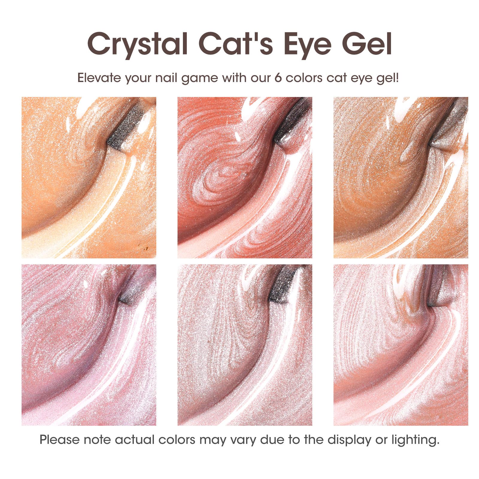 Gellen Glitter Cat Eye Gel Polish Set - 6 Colors for Home Salon & Gifts