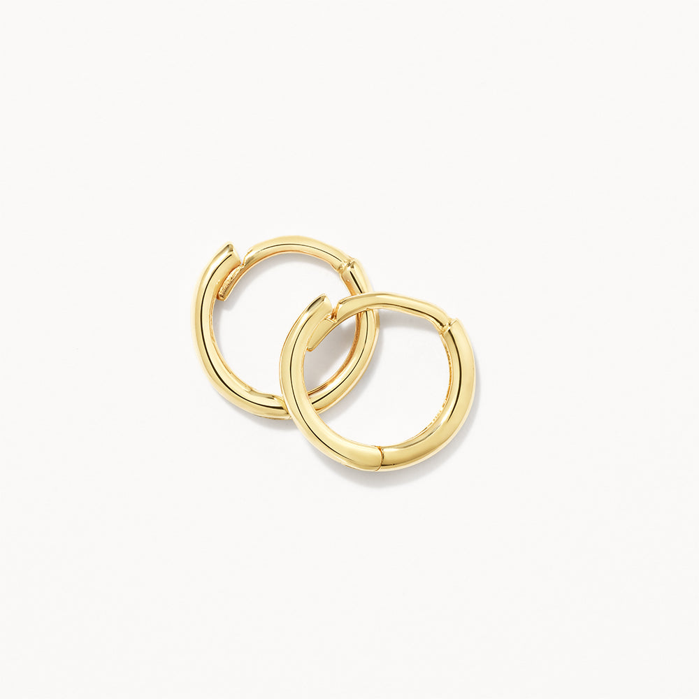 10k Gold Plain Mini Huggie Earrings - Dainty & Elegant Hoop Earrings for Everyday Wear | Perfect for Work, Date Night & Casual Outfits