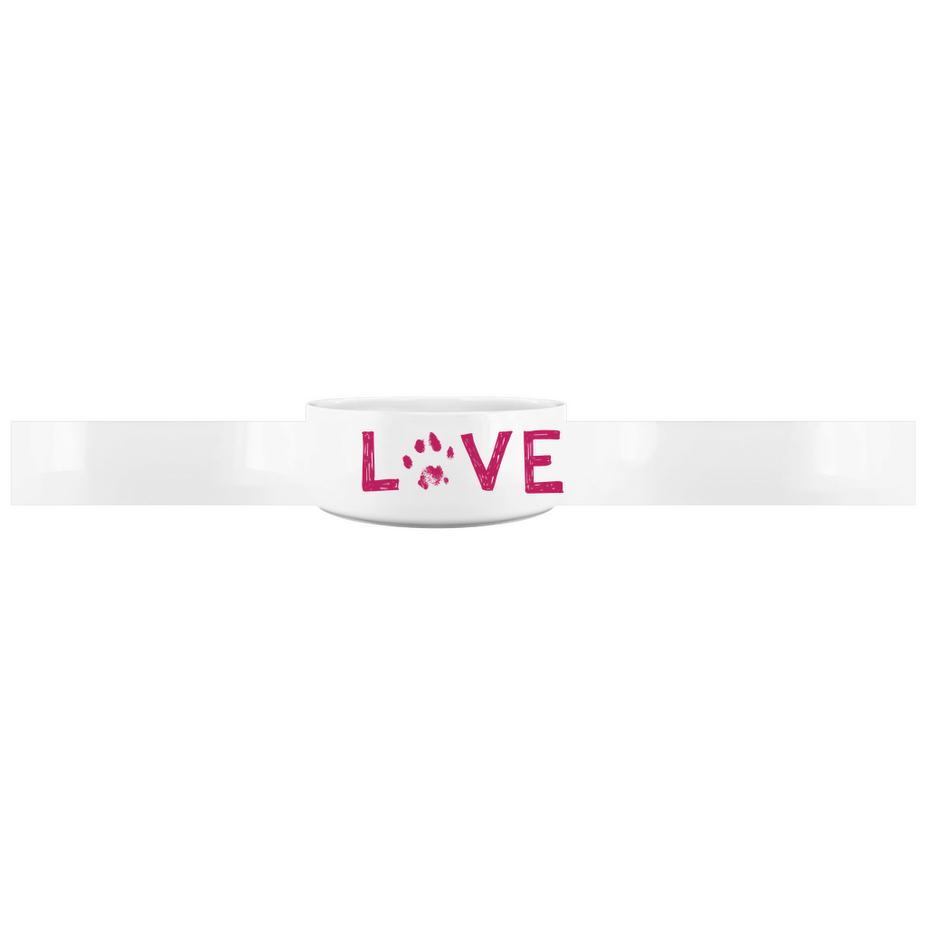 Love Pawprint Pet Bowls - Non-Slip Ceramic Dog & Cat Food Bowls with Cute Paw Design, Perfect for Small to Medium Pets - Ideal for Home, Travel, and Outdoor Feeding