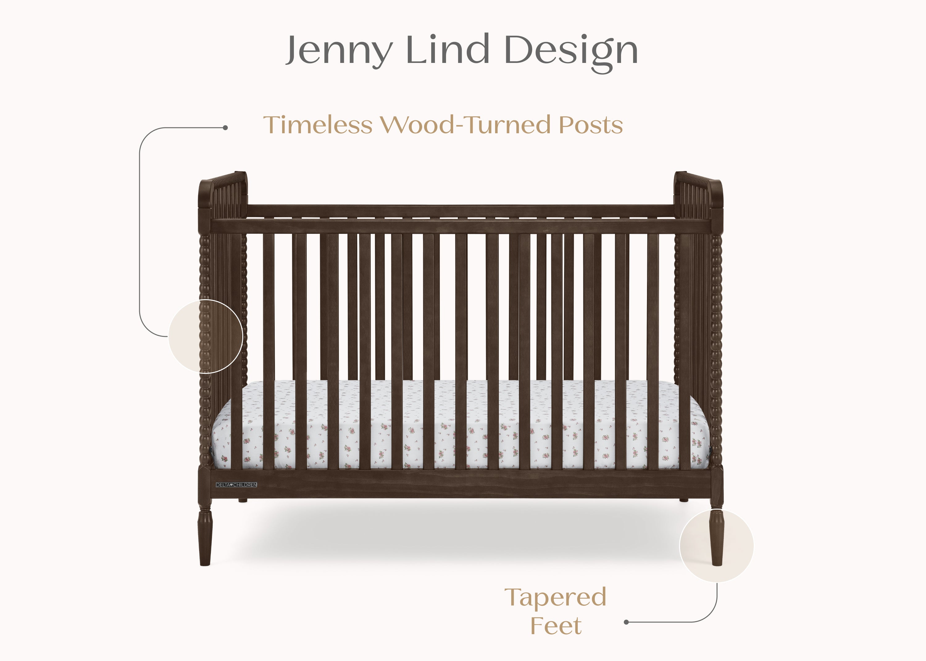 Lily 4-in-1 Convertible Baby Crib - White Nursery Furniture for Newborn to Toddler Bed | Perfect for Modern Nursery, Bedroom & Daycare
