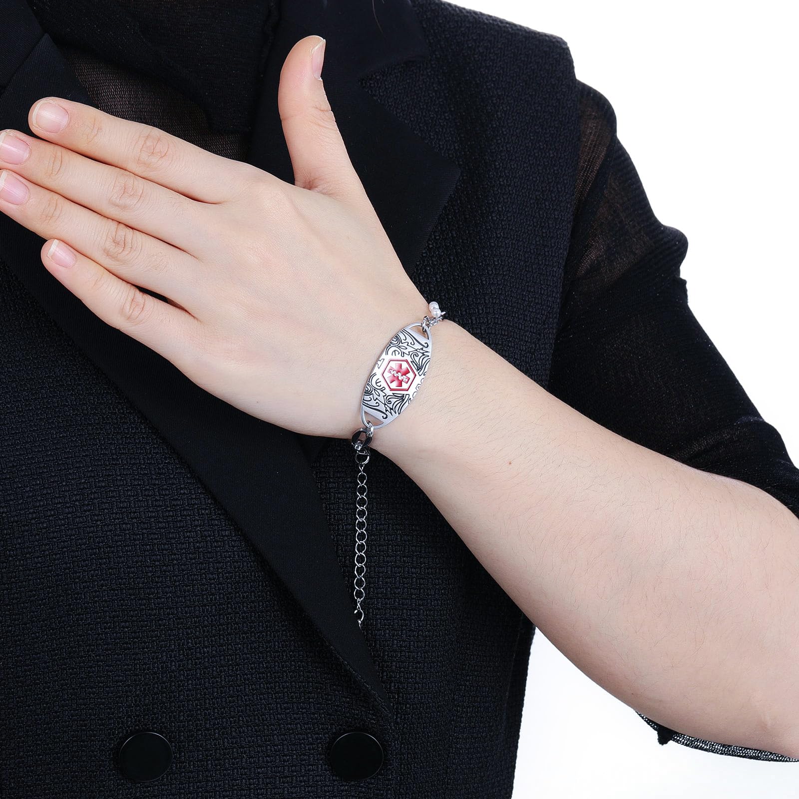 Personalized Medical Alert Bracelets for Women & Men - Stainless Steel Engravable Medical ID Bracelet | Adjustable, Waterproof | Ideal for Emergency Health Conditions, Allergies & Daily Wear