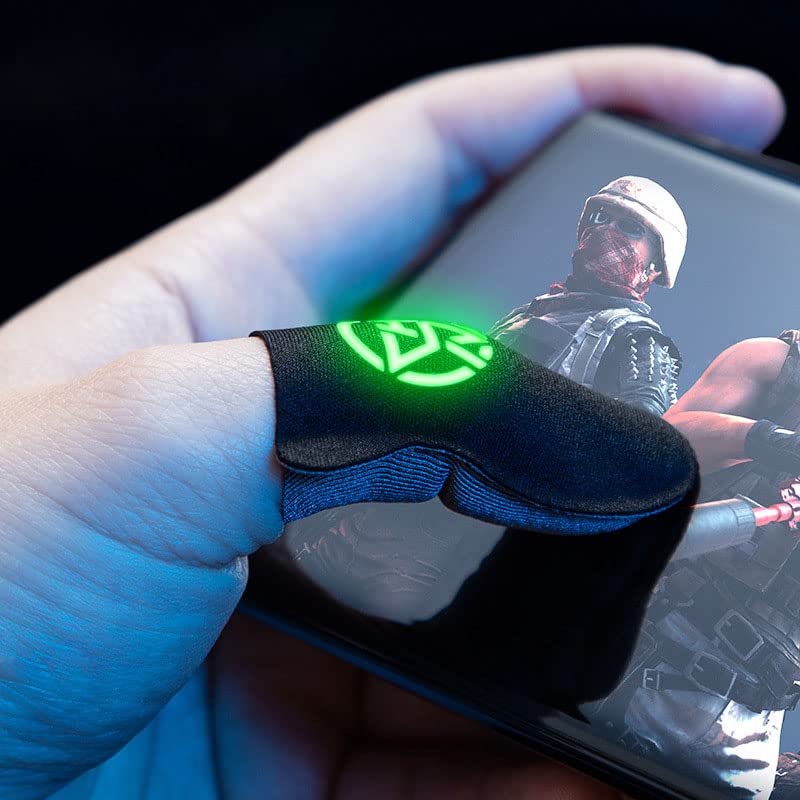 2-Pack Breathable Anti-Sweat Gaming Finger Sleeves - 0.3mm Ultra-Thin Luminous Thumb Gloves for Mobile Gaming, Pain Relief & Enhanced Grip - Perfect for PUBG, Call of Duty & Fortnite Players (Black)