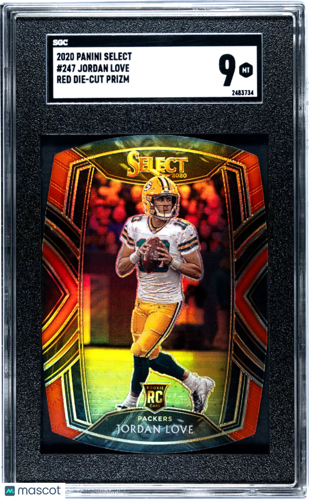 2020 Panini Select Football Jordan Love RC Rookie Red Die Cut Prizm SGC 9 Graded Card - Perfect for NFL Collectors, Sports Memorabilia Display & Investment