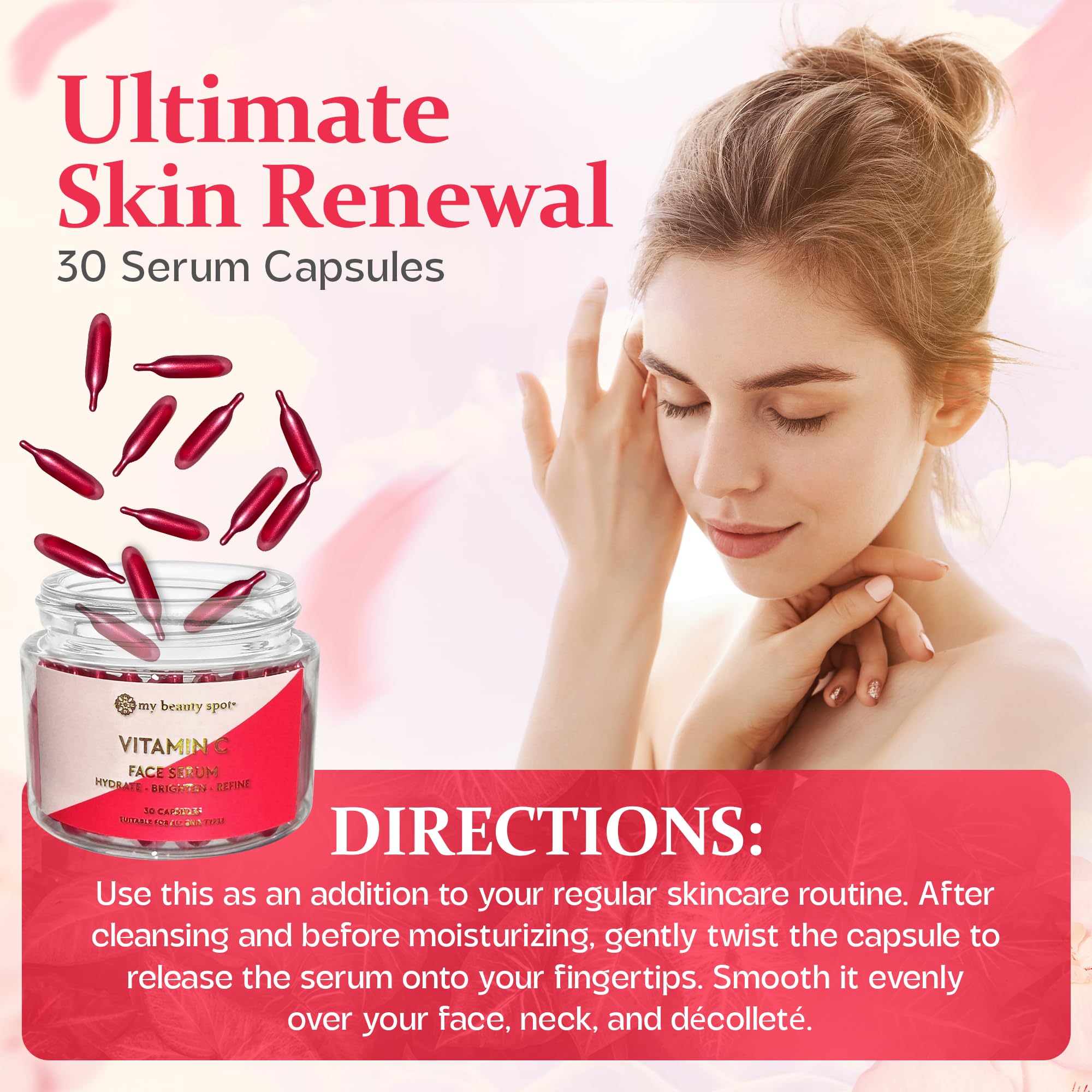 My Beauty Spot Facial Serum Capsules 3 Pack (90pcs) - Retinol Serum, Collagen Serum & Vitamin C Serum for Face - Anti-Aging, Anti-Wrinkle & Skin Brightening Treatment - Perfect for Night Routine, Travel Skincare & Daily Hydration Boost