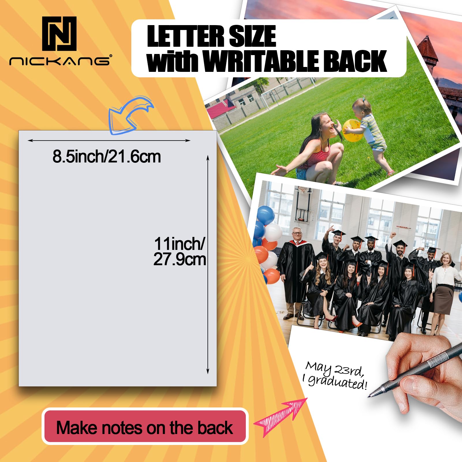 Premium Glossy Photo Paper 8.5x11 Inches - 200 GSM Heavyweight Inkjet Printer Paper - 100 Sheets Bulk Pack - Letter Size Picture Paper for Vibrant Photos (Ideal for Photo Printing, Scrapbooking & Professional Presentations)
