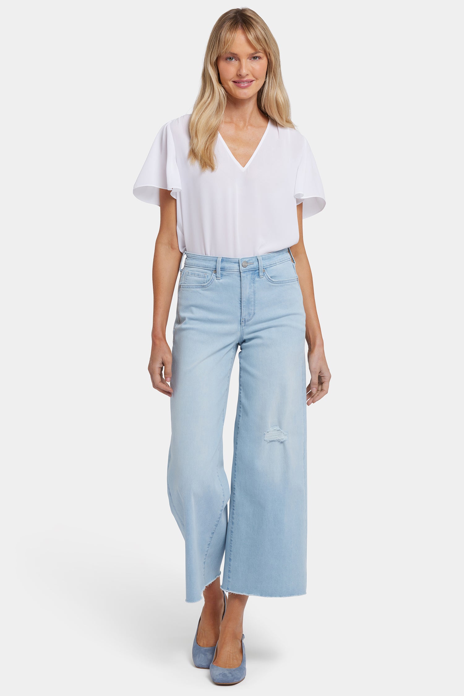 Brodi Women's Wide Leg Ankle Jeans - High Waist Stretch Denim Pants for Casual Wear | Clear Waters Wash | Perfect for Everyday Outfits and Weekend Brunch