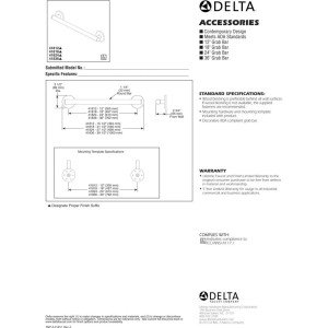 Delta Faucet 41818-CZ 18-Inch Contemporary Grab Bar in Champagne Bronze - ADA Compliant Bathroom Safety Handle for Shower & Bathtub - Ideal for Elderly & Disabled Accessibility