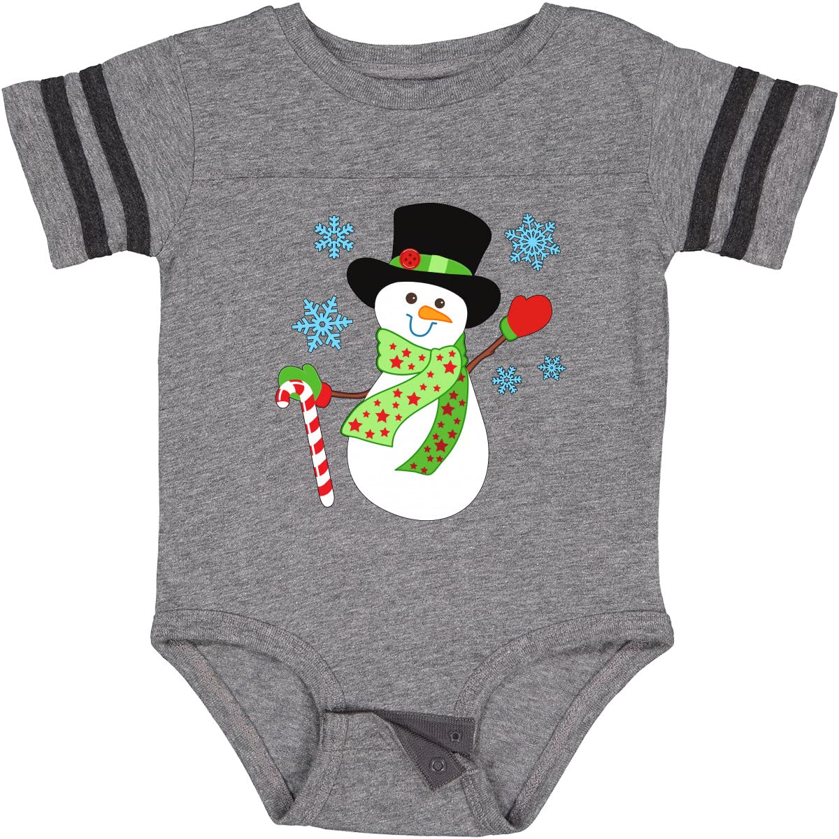 Inktastic Christmas Snowman in Top Hat with Candy Cane Baby Bodysuit - Cute Holiday Outfit for Infants & Toddlers - Perfect for Christmas Photos, Family Gatherings & Festive Celebrations