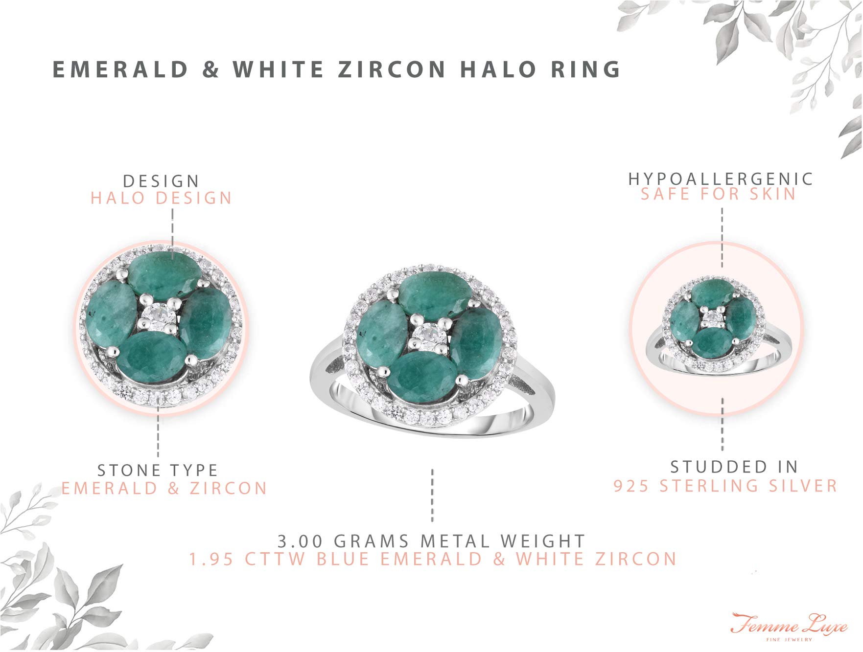 Luxury Gemstone Halo Ring for Women - 925 Sterling Silver Jewelry, Perfect Valentine's Gift for Her