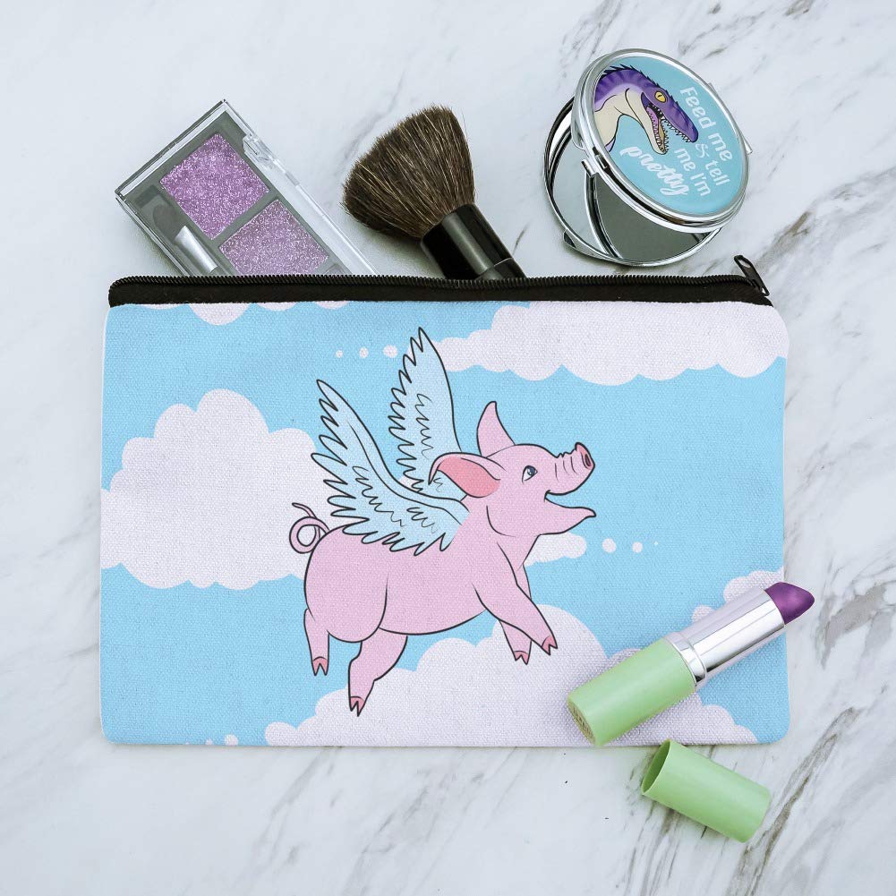 Flying Pig in the Clouds Makeup Cosmetic Bag Organizer Pouch - Waterproof Travel Toiletry Case for Women, Girls | Perfect for Travel, Gym, Beach & Daily Storage