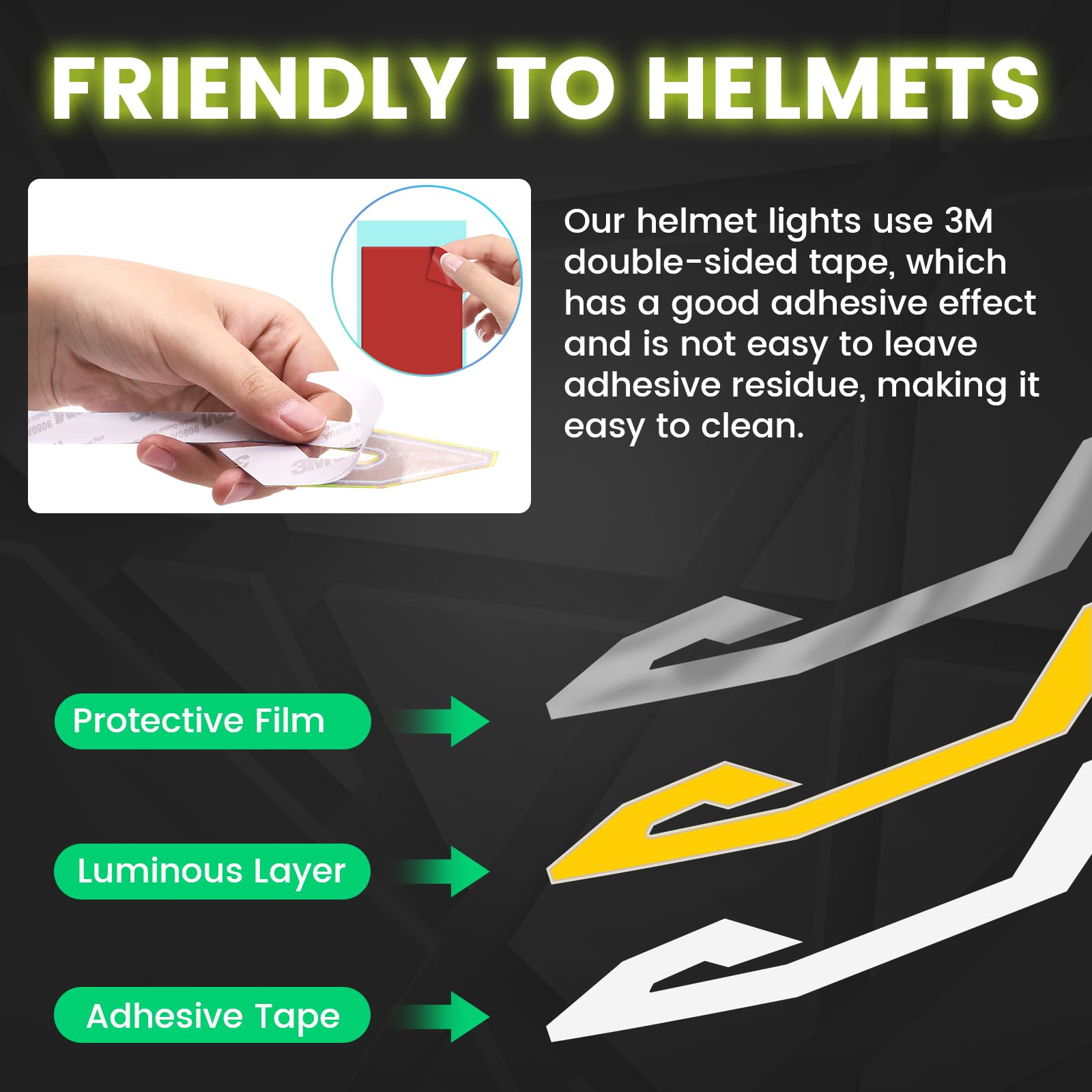 4in1 Waterproof LED Helmet Light Bar - DIY Night Signal for Motorcycle Safety