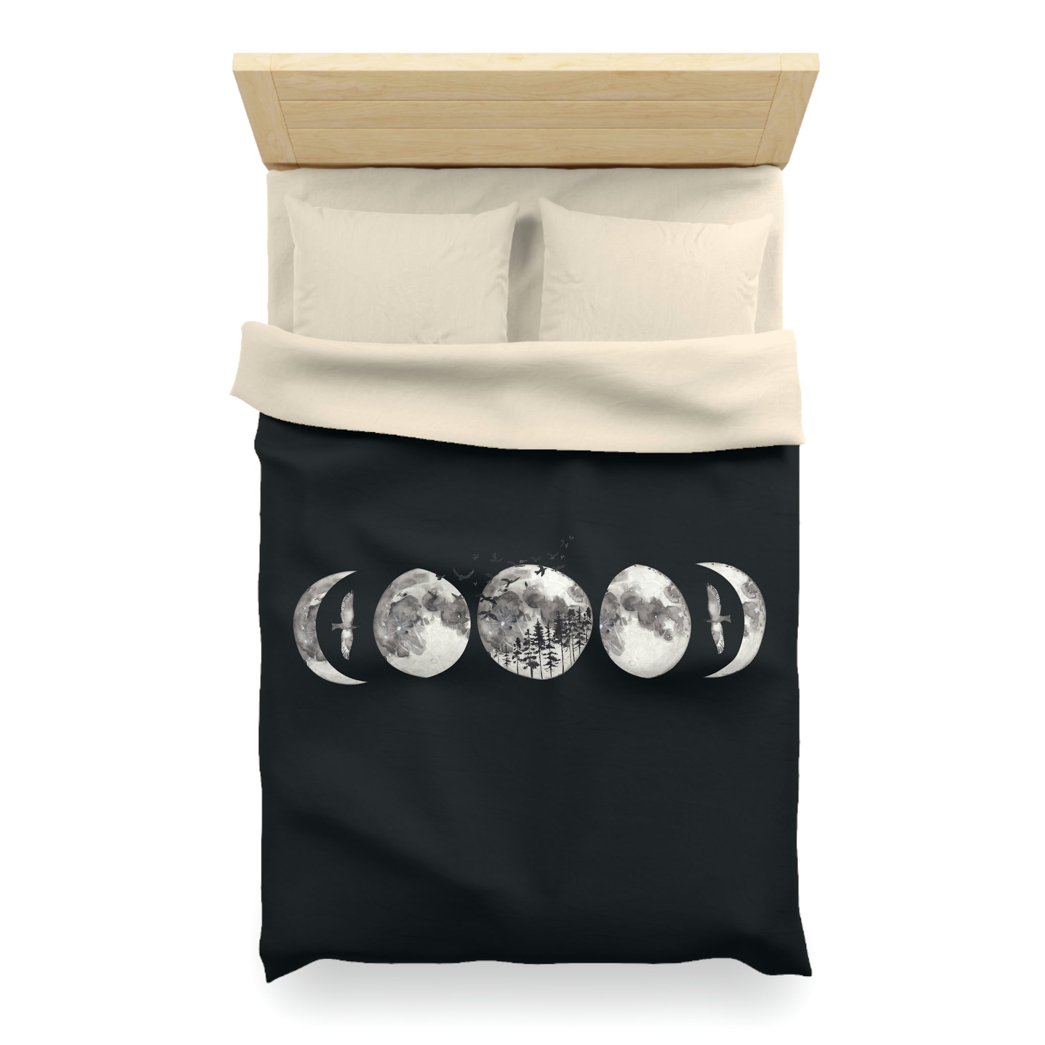 Moon Phases Microfiber Duvet Cover Set - Celestial Themed Bedding for Cozy Bedrooms | Perfect for Astronomy Lovers & Stargazing Decor
