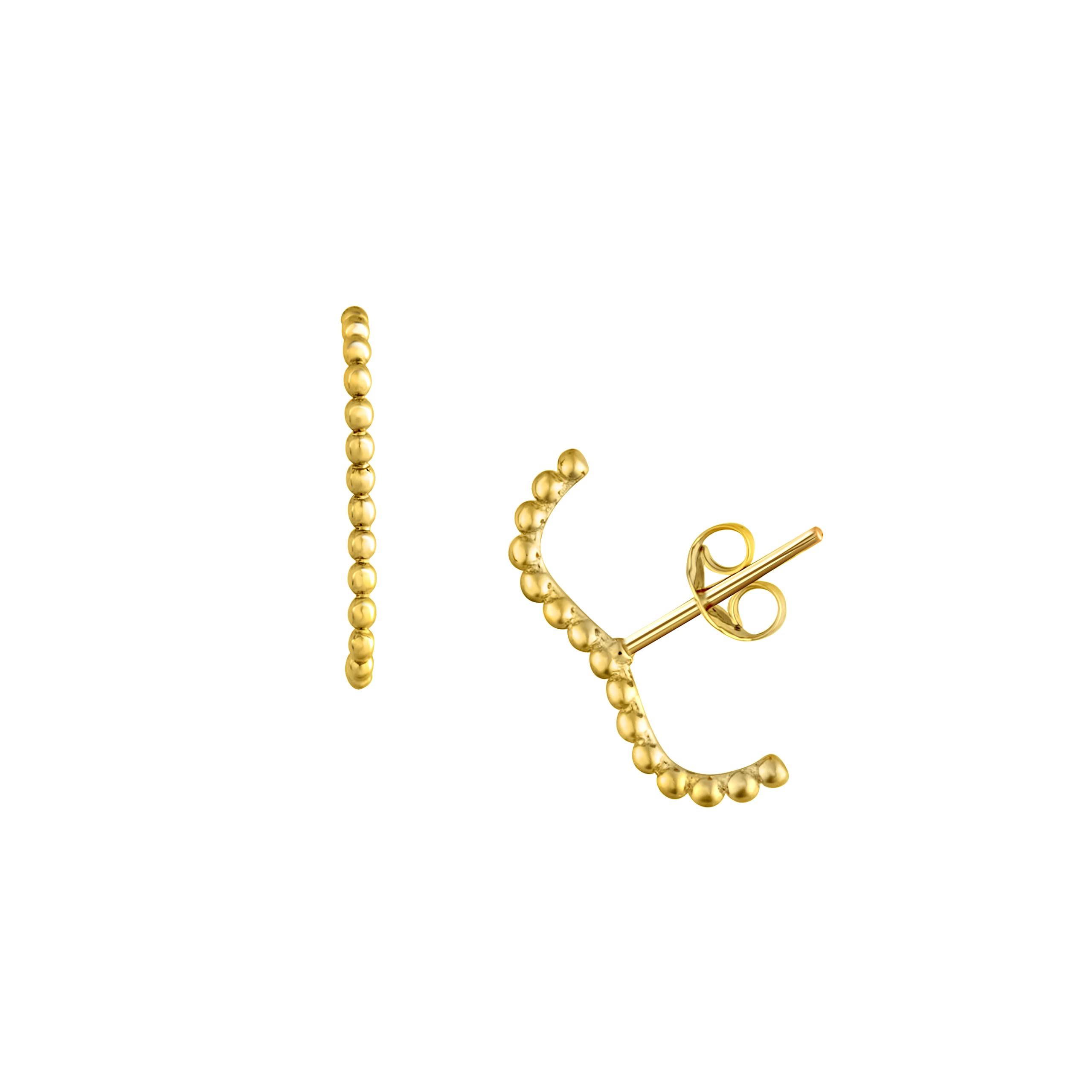 14K Real Gold Chain Earrings for Women - Elegant Bead Ball Stud Earrings, Dainty Gold Post Earrings | Perfect for Everyday Wear, Parties & Special Occasions