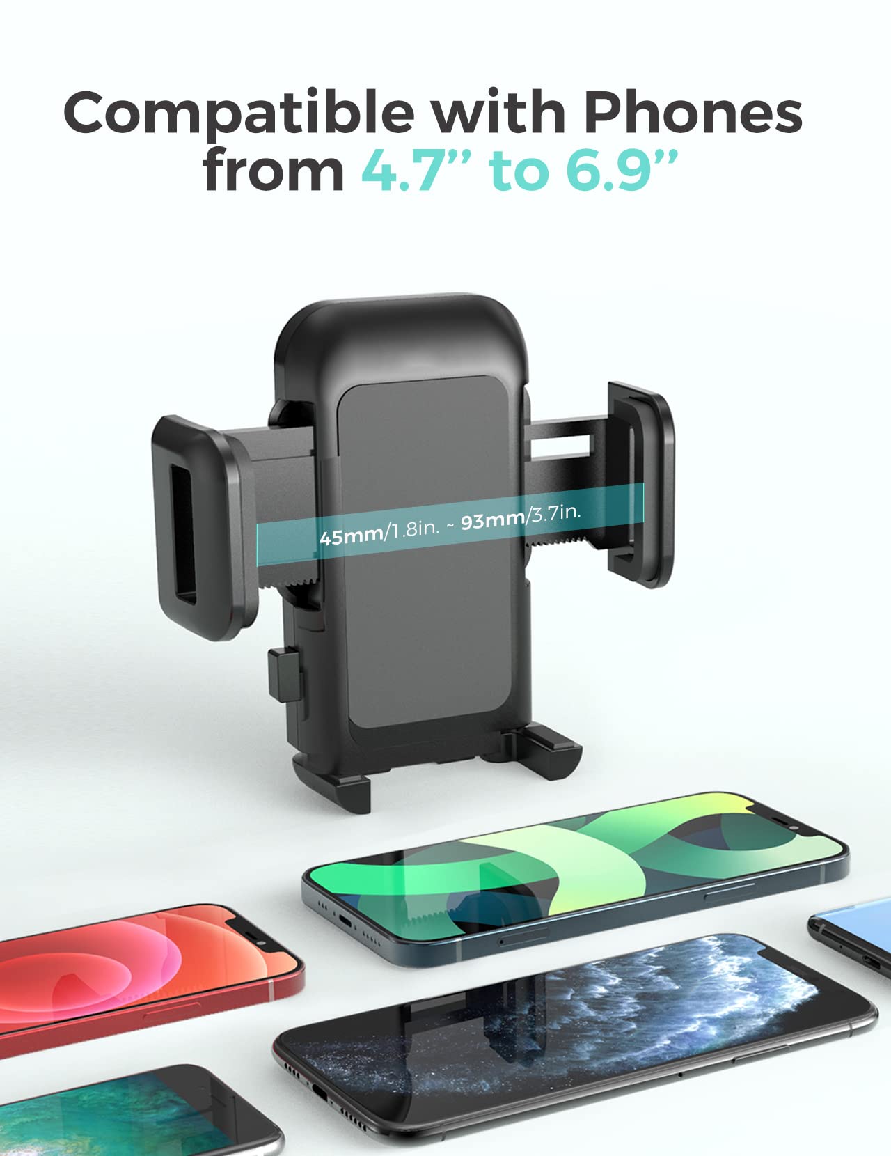 Premium Car Phone Mount with Long Gooseneck - Universal Dashboard & Windshield Phone Holder with Strong Sticky Gel Suction Cup - Compatible with iPhone & Smartphones 4.5-6.9 inches - Perfect for GPS Navigation, Hands-Free Calls & Road Trips