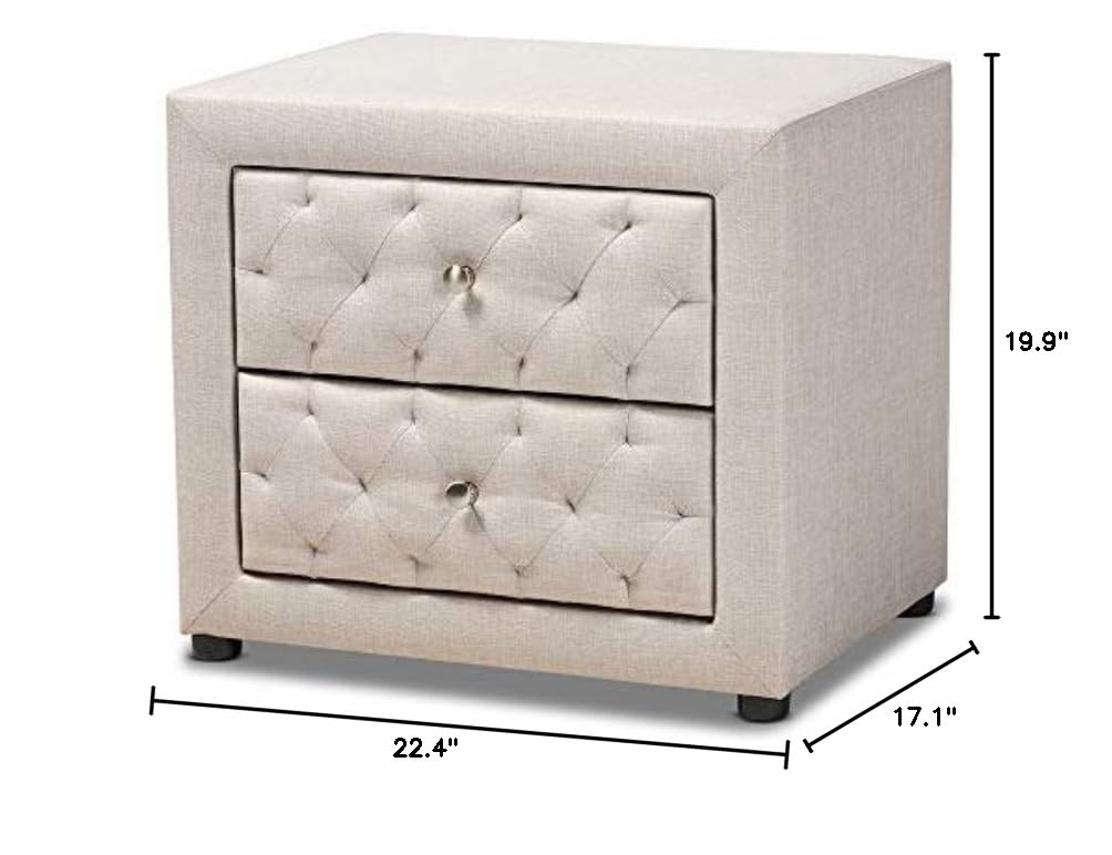 Baxton Studio Nightstand - Light Beige Bedside Table with Drawer for Bedroom Furniture | Perfect for Small Spaces, Apartment Living & Guest Rooms