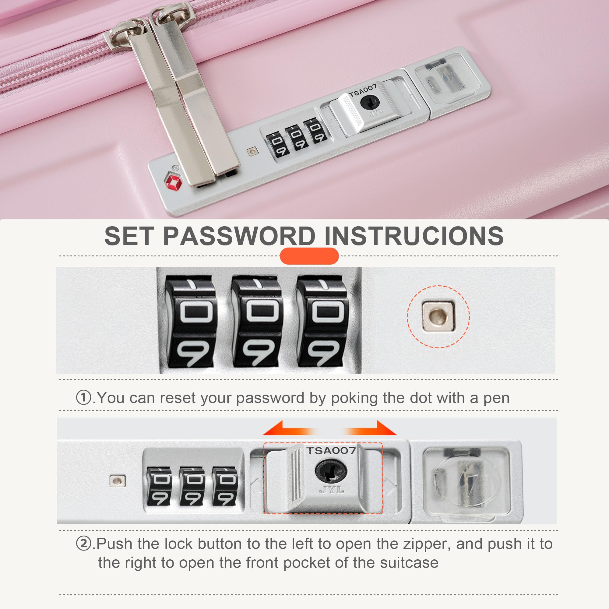 Merax 2-Piece Lightweight Spinner Luggage Set with Built-in USB Port, Cup Holder & TSA Lock - Includes Cosmetic Carry On Bag (Baby Pink) - Perfect for Air Travel, Business Trips & Vacation Getaways