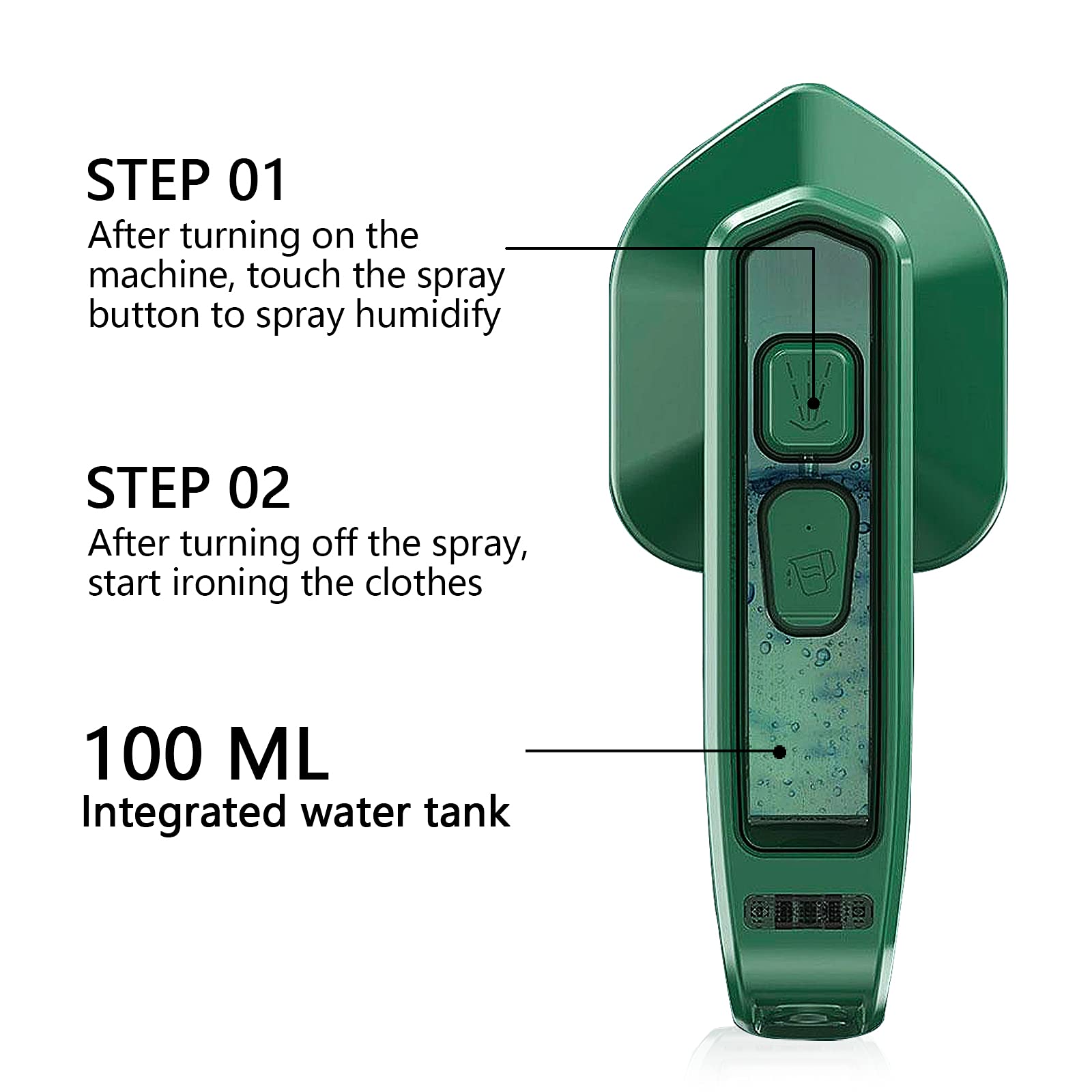 Portable Mini Handheld Garment Steamer - Lightweight Travel Iron for Clothes, Dresses & Suits | Quick Wrinkle Remover for Home, Office & Travel | Compact & Easy to Use Steam Ironing Machine