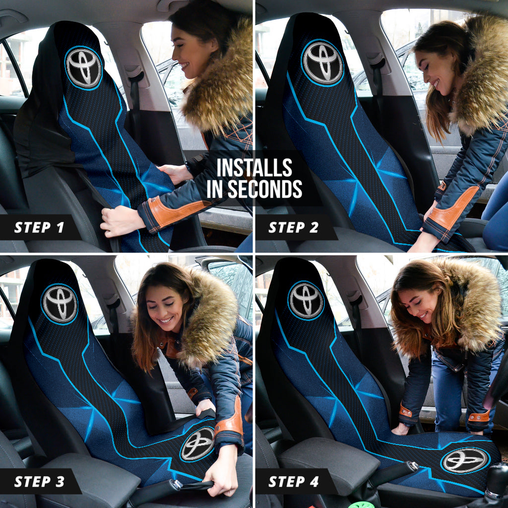 Premium Toyota Blue Car Seat Covers 210101 - Universal Fit, Comfort & Style for Sedans, SUVs & Trucks - Perfect for Daily Commute, Road Trips & Family Outings