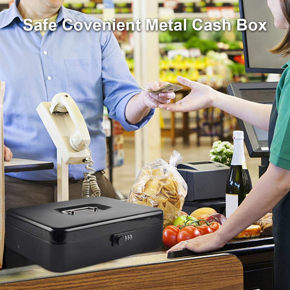 KYODOLED Large Cash Box with Combination Lock & Key - 11.8