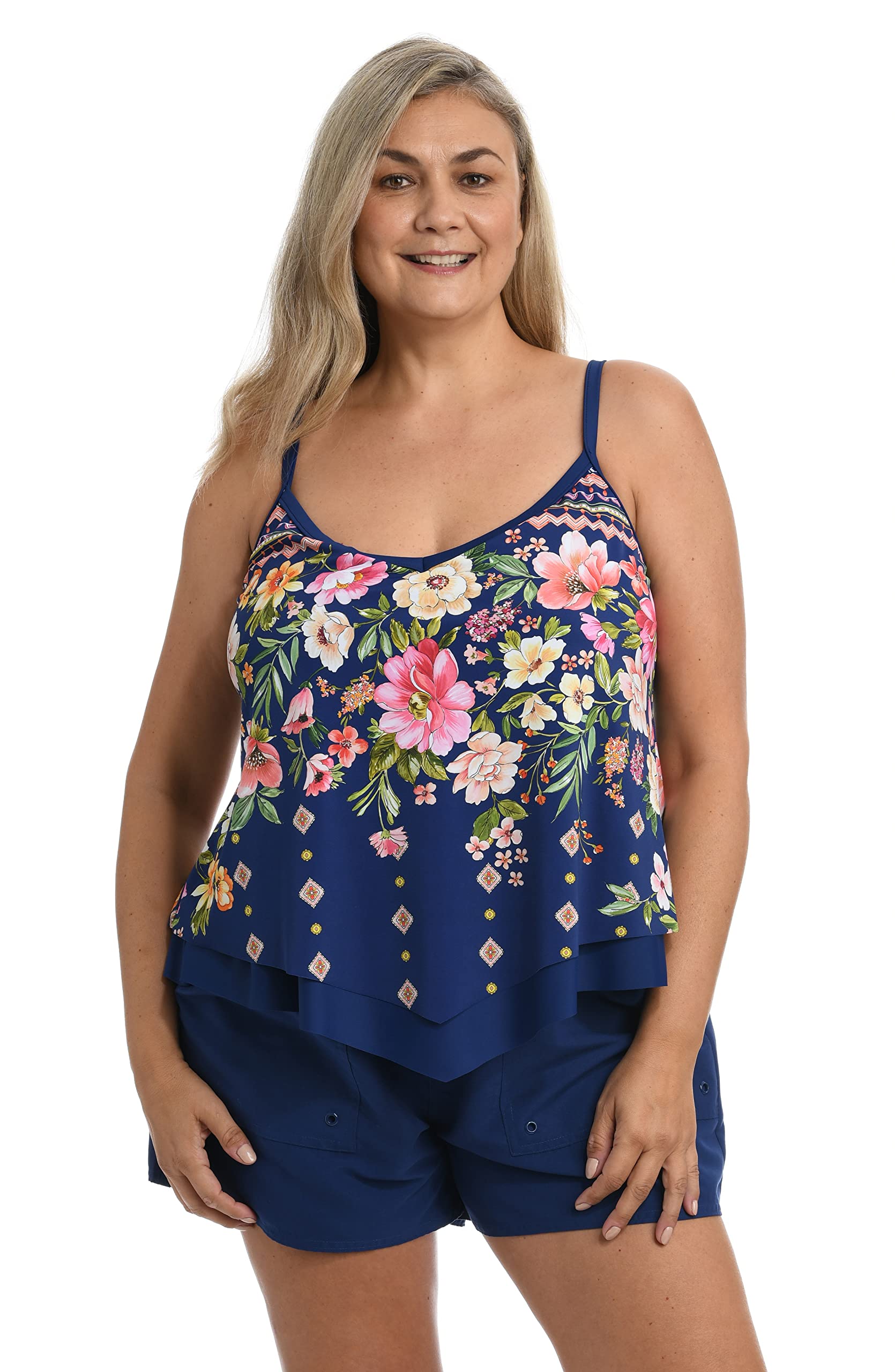 Women's V-Neck Flutter Sleeve Tankini Swimsuit Top - Sexy Beachwear for Pool, Vacation & Summer Outfits