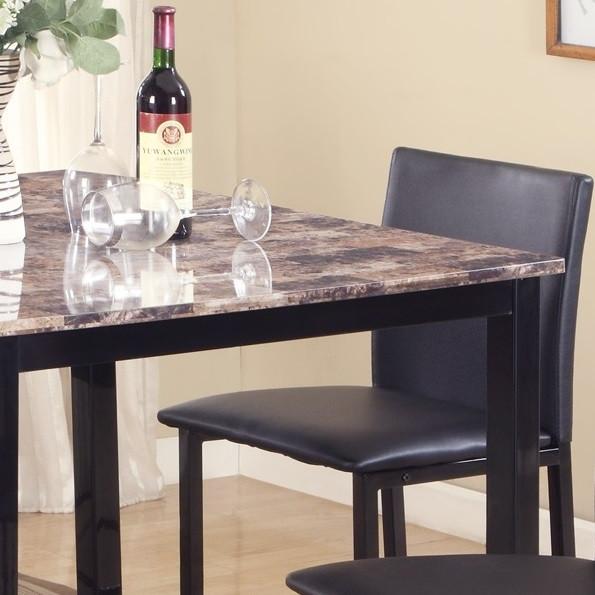 Roundhill Furniture Citico 5-Piece Counter Height Metal Dinette Set with Laminated Faux Marble Top - Black | Modern Kitchen Bar Table & Stools Set for Small Spaces, Breakfast Nook, or Apartment Dining Area