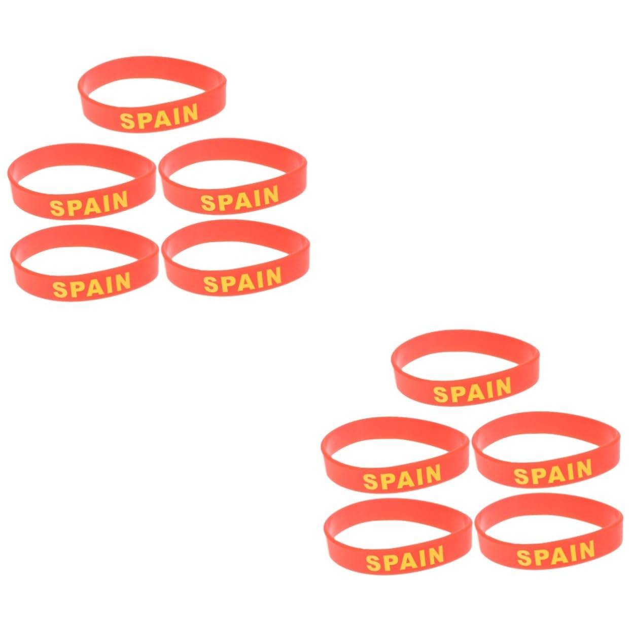 SUPVOX 2 Pack Spain Flag Silicone Wristbands - Stretchable Rubber Bracelets for Men & Women - Perfect for Fitness, Yoga, Gym, Sports Fans & Supporters - Great Gift Idea (5 Pieces per Pack x 2 Sets) - Ideal for Game Day, Team Spirit, Workouts & Everyday Wear