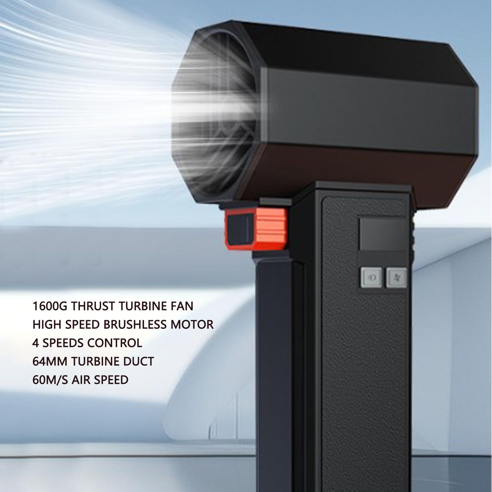 50000RPM 1600g Thrust 64mm Duct Turbine Fan with LED Light - High Speed Brushless Motor 11 Blades Electric Air Duster - 4000mAh Battery 4 Speeds - Perfect for PC Cleaning, Keyboard Dusting, and Electronics Maintenance