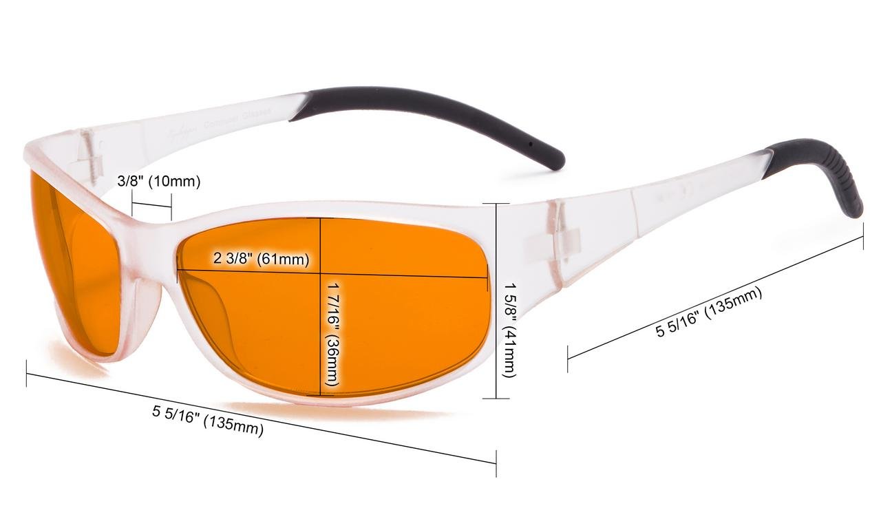 Blue Light Blocking Amber Glasses for Sleep & Nighttime Use - Orange Tinted Computer Glasses for Eye Strain Relief (Transparent Frame) - Perfect for Night Reading, Gaming & Screen Time