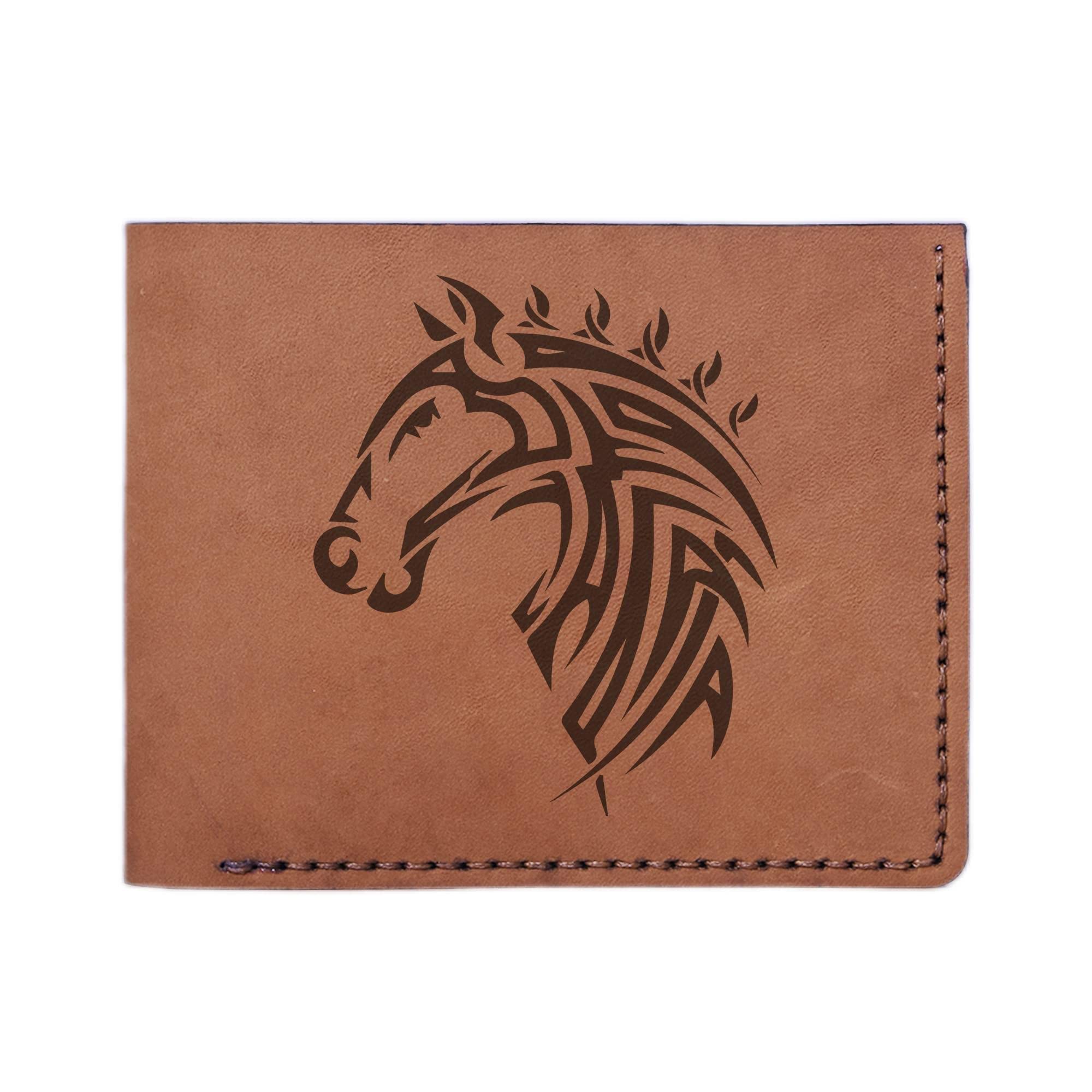 Genuine Handmade Pull-Up Leather Wallet for Men - Tribal Horses Design - Durable & Stylish for Everyday Use, Travel, and Gifts
