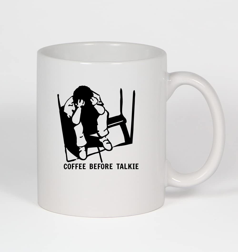 Anime Coffee Mug - 11oz Ceramic White Coffee Cup with 'Coffee Before Talkie' Design | Perfect for Anime Fans, Office Use & Gift Giving