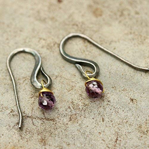 Handmade Amethyst Faceted Bead Earrings with Oxidized Sterling Silver Hooks | Elegant Purple Gemstone Jewelry for Women | Perfect for Weddings, Parties & Everyday Wear
