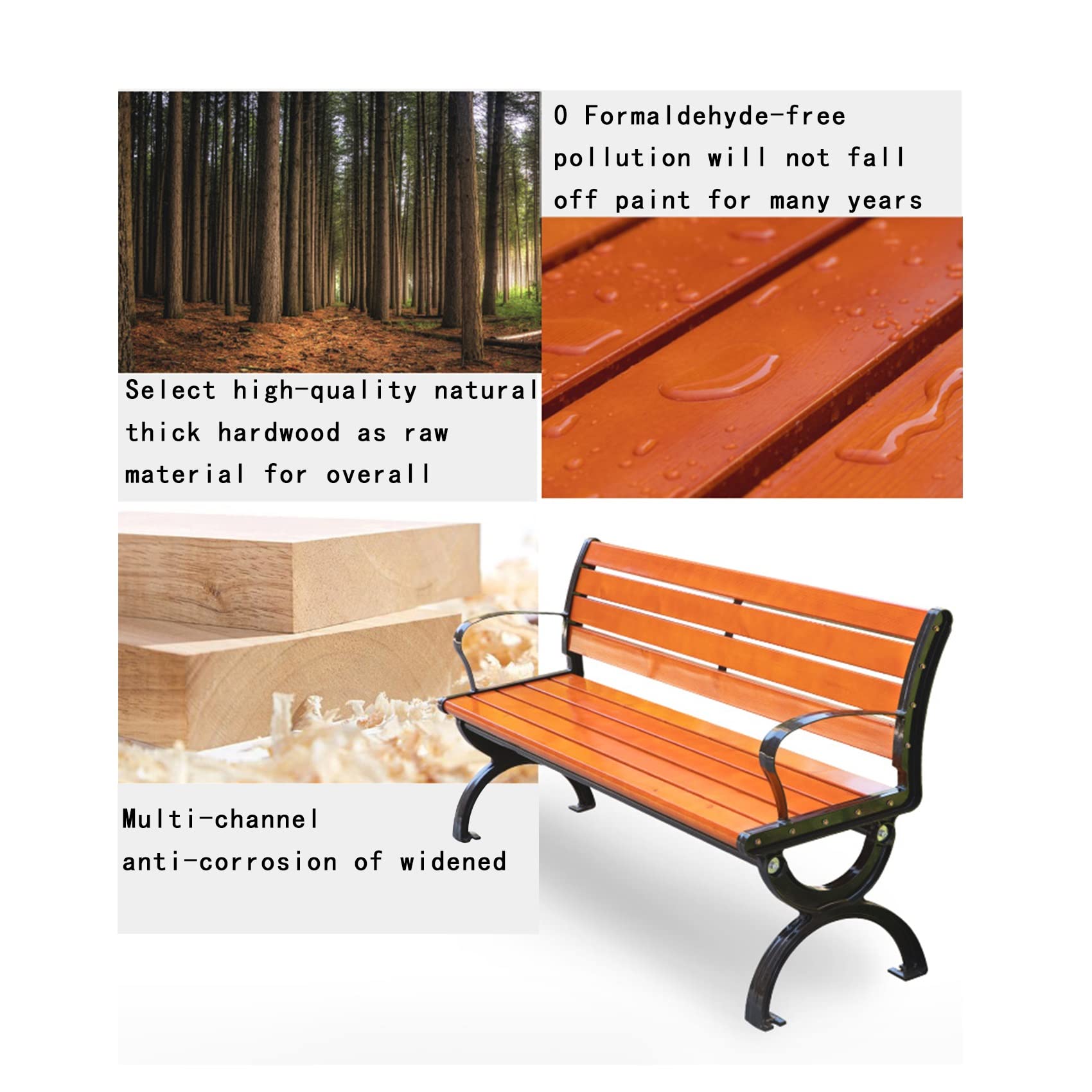 67IN(170CM) Cast Aluminum Outdoor Bench with Preservative Wood - Durable Patio Garden Bench for Backyard, Lawn, Porch & Walkway | Perfect for Relaxing, Entertaining & Outdoor Decor