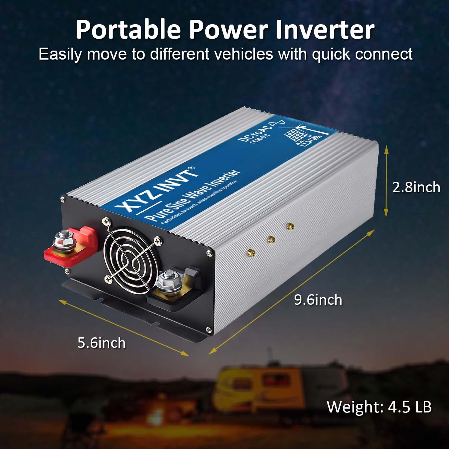 1800W Pure Sine Wave Power Inverter DC 12V to AC 110V/120V Converter with LED Display - 3600W Peak Output for RV, Camping, Home Backup & Small Appliances (Laptops, TVs, Refrigerators)