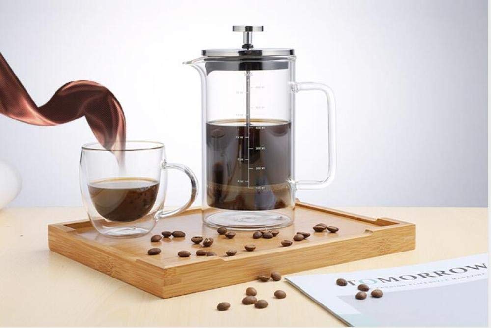 Double Wall Heat-Resistant Glass French Press Coffee Maker - 600ML Hand Press Filter for Rich Brewing - Perfect for Home, Office & Camping Coffee Lovers