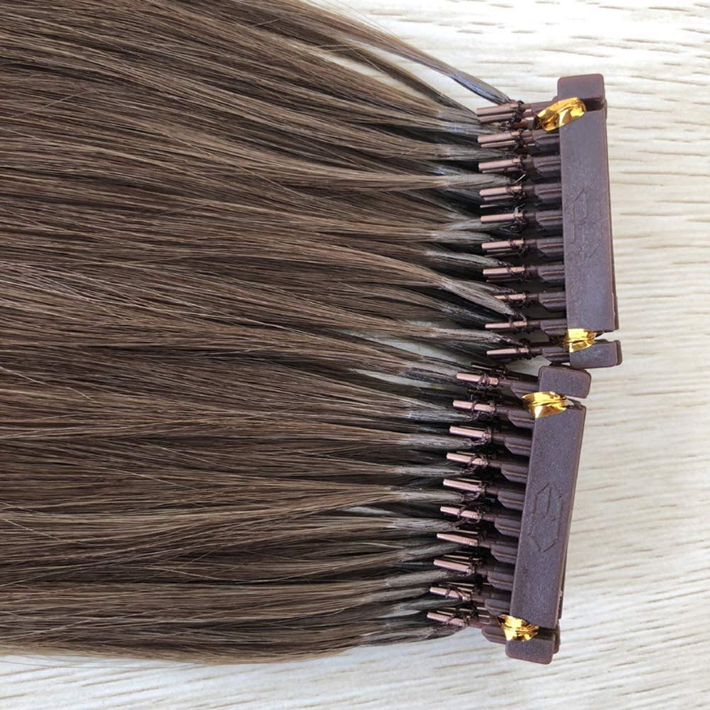 6D Machine Quick No-Track Groove Connection Human Hair Extensions - 10 Rows, Brown, 20 Inches - Real Human Hair for Volume & Length - Perfect for Parties, Weddings & Everyday Styling