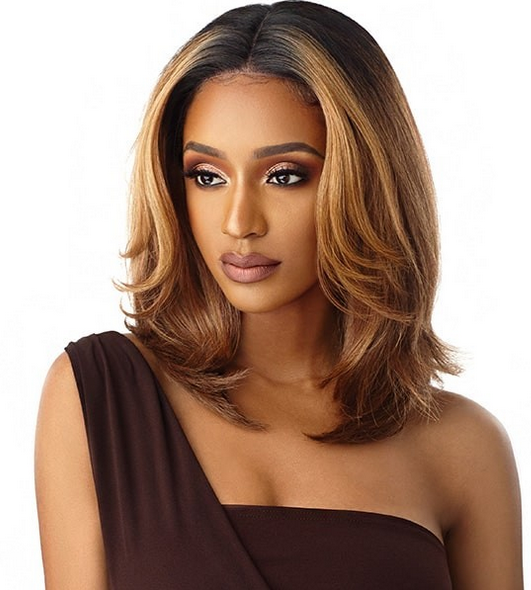 Outre Soft & Natural Lace Front Wig Neesha 201 - Breathable HD Lace Human Hair Wig for Black Women | Perfect for Daily Wear, Cosplay & Special Occasions
