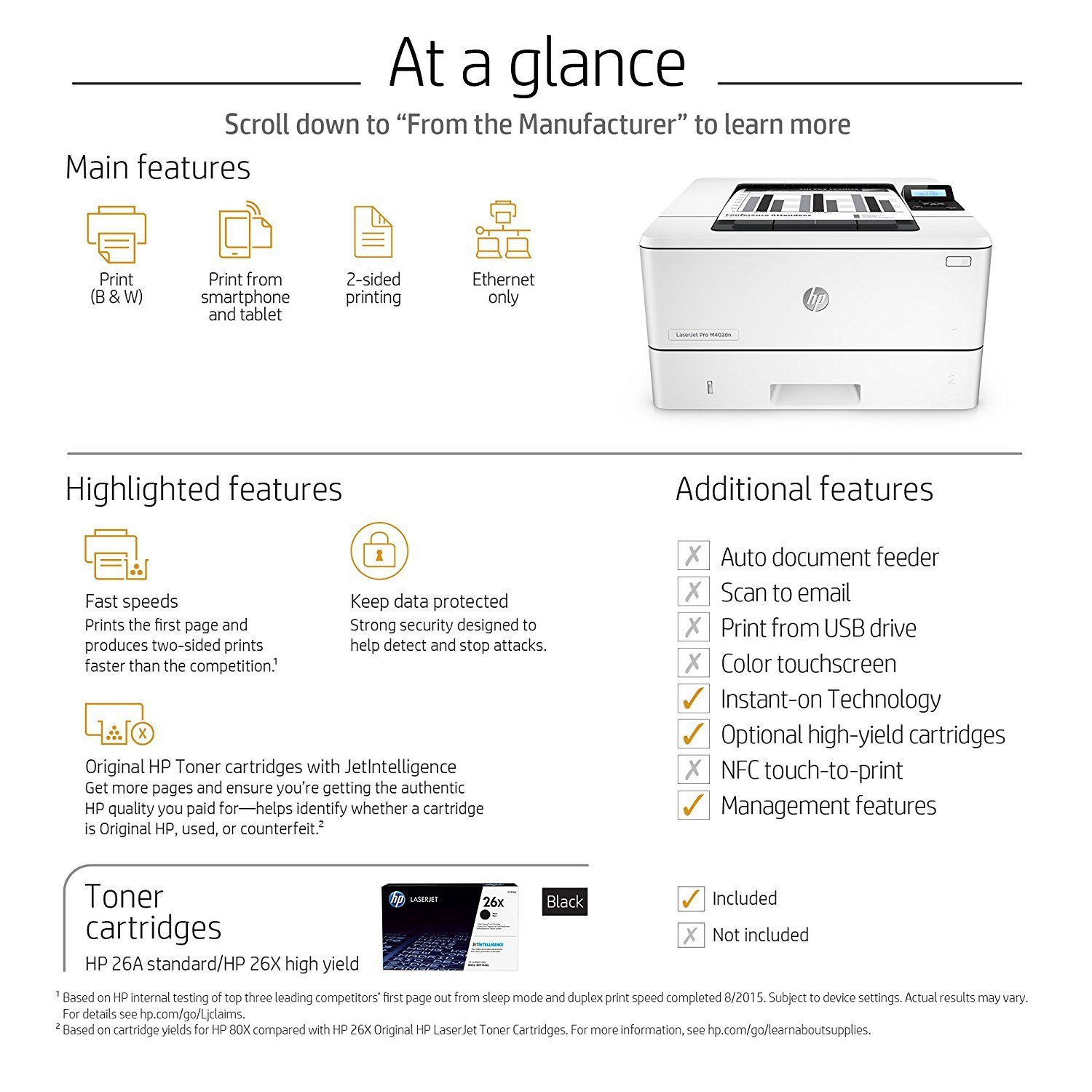 HP LaserJet Pro M402dn Monochrome Laser Printer - Fast & Reliable Wireless Printing, Amazon Dash Replenishment Ready (Renewed/Refurbished) - Perfect for Home Office & Small Business Use