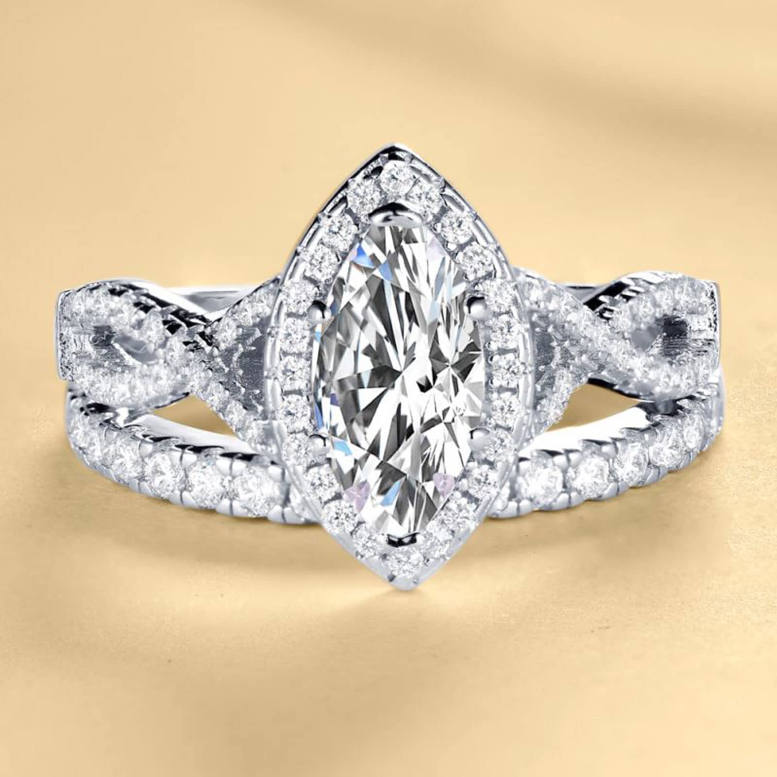 10K/14K/18K Marquise Moissanite Engagement Ring for Women - Solid Gold Wedding Band, Anniversary & Promise Gift for Her - Perfect for Proposals, Valentine's Day & Special Occasions