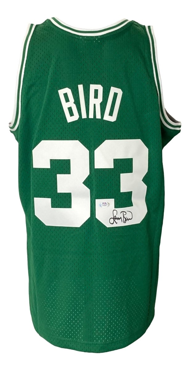 Larry Bird Autographed Boston Celtics Green Mitchell & Ness Hardwood Classics Swingman Jersey - PSA Certified - Perfect for NBA Memorabilia Collectors and Celtics Fans