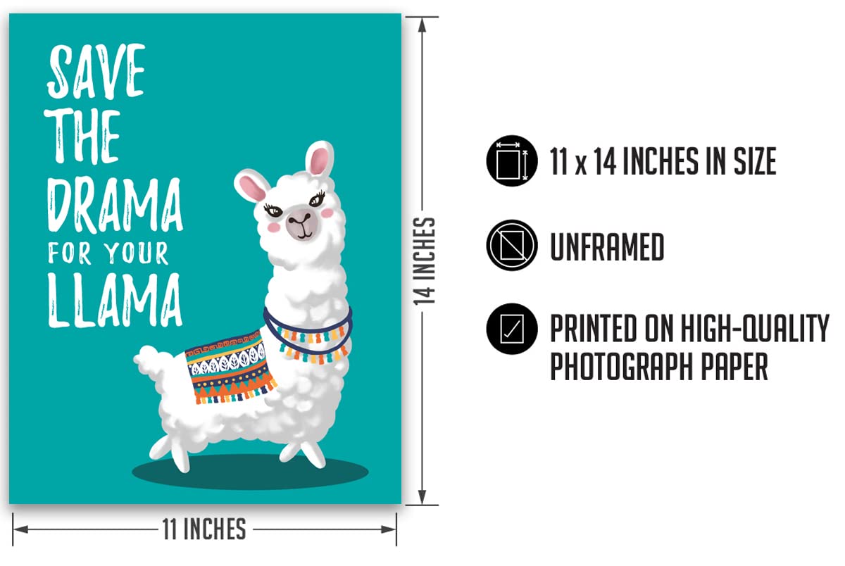 Llama Wall Art Print - Whimsical Boho Decor for Kids Bedroom, Nursery & Farmhouse - 11x14 Unframed - Perfect Gift for Girls & Llama Lovers - Ideal for Home Decor, Birthday Presents & Wall Accents