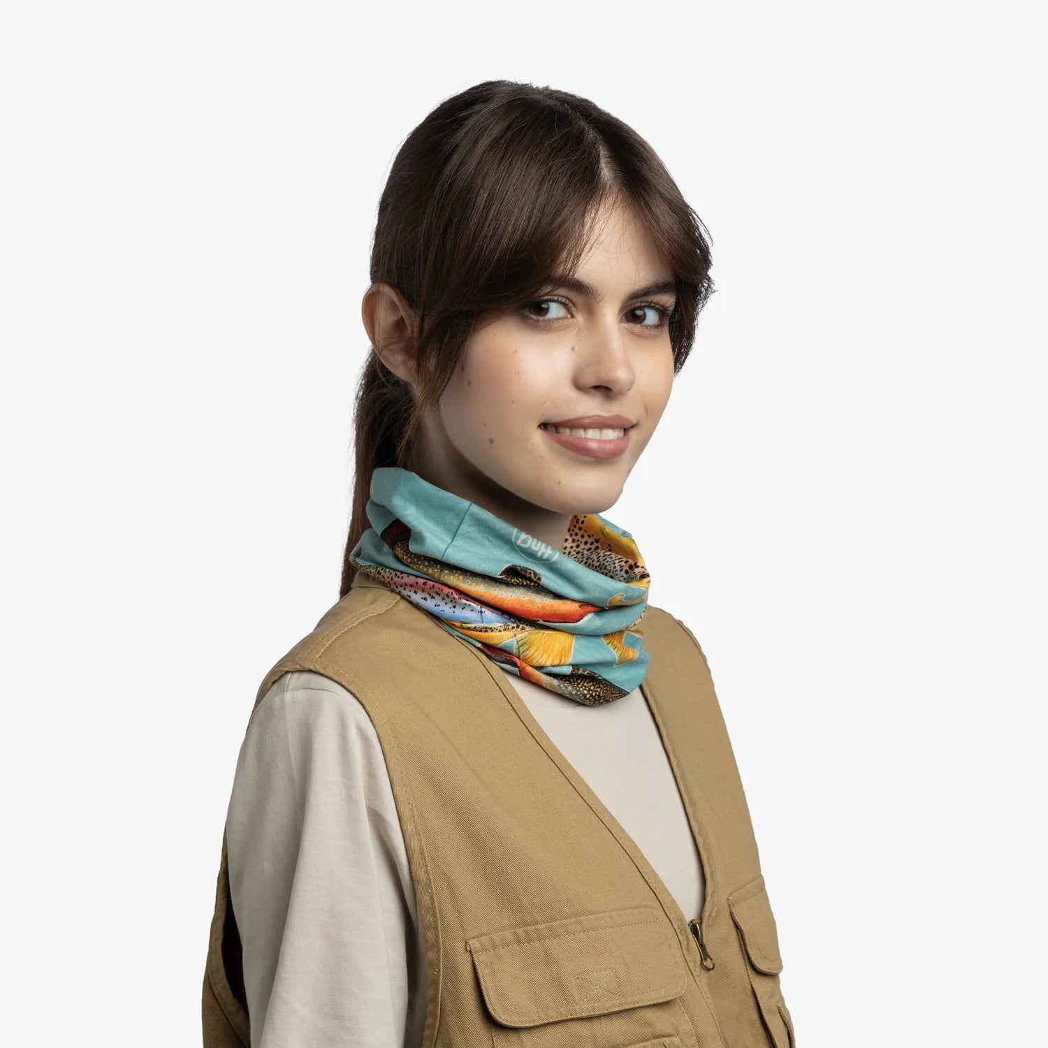 CoolNet UV® Neckwear - Amadeo Bachar Trout Multi-Pattern Cooling Scarf for Outdoor Activities, Hiking, Fishing & Sun Protection