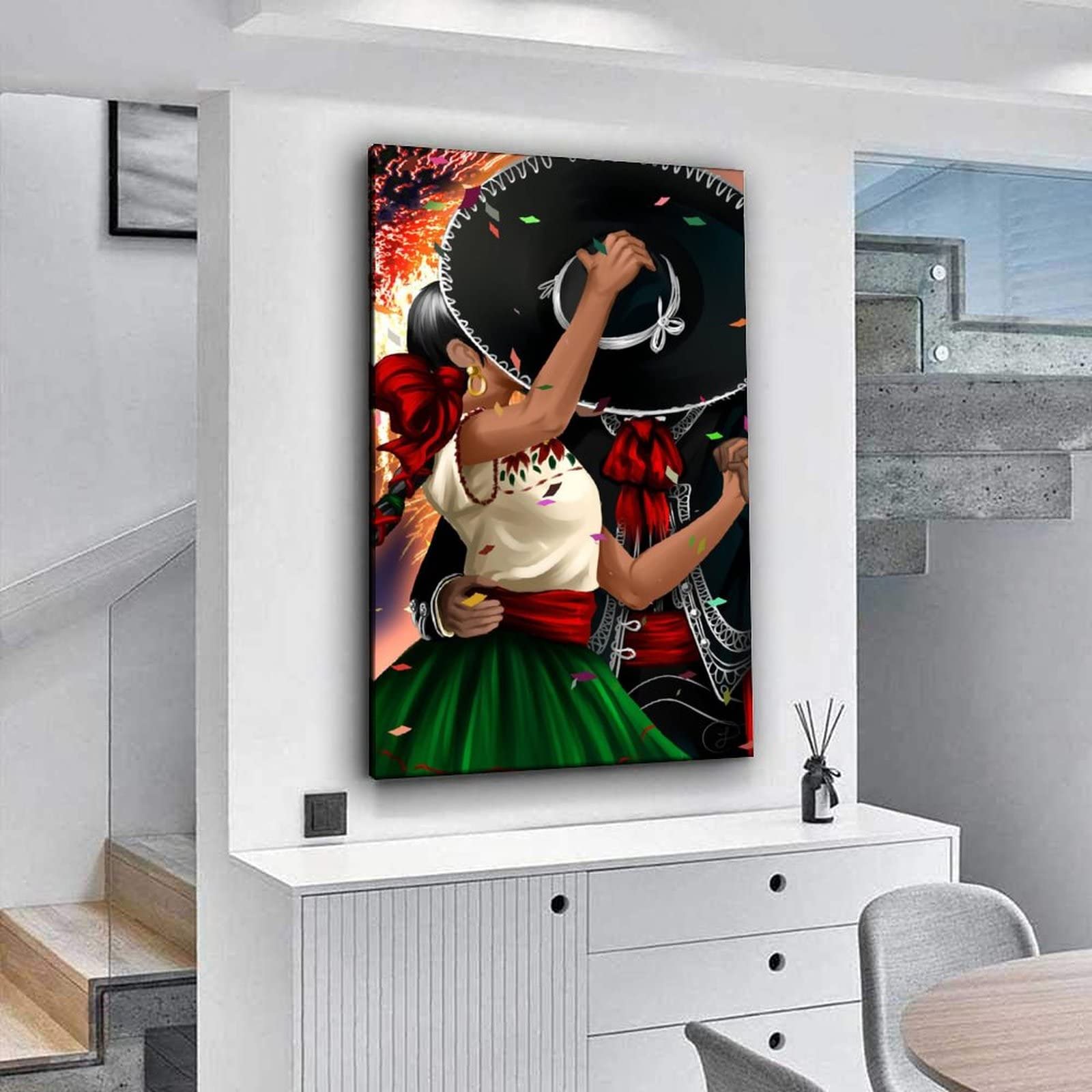 Mexican Dance Poster - Vibrant Cultural Wall Art 16x24inch (40x60cm) Framed Decor for Bedroom, Living Room, Bathroom, Office & Dorm - Perfect for Home, Studio, Restaurant & Party Decoration