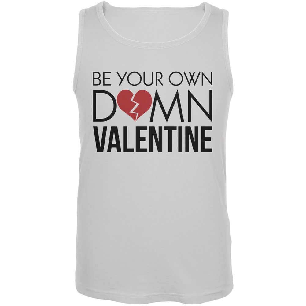 Old Glory Be Your Own Damn Valentine White Men's Tank Top - Patriotic Sleeveless Shirt for Valentine's Day, July 4th & Summer Outings