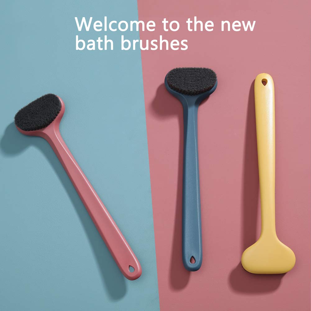 Upgraded Body Brush with Soft Bristles & Long Handle - Gentle Exfoliation for Healthy Skin - Wet/Dry Bath & Shower Brush - Perfect for Lymphatic Drainage & Cellulite Reduction (14 inch, Dark Blue) - Ideal for Spa Days, Self-Care Routines & Detoxifying Skin Treatments